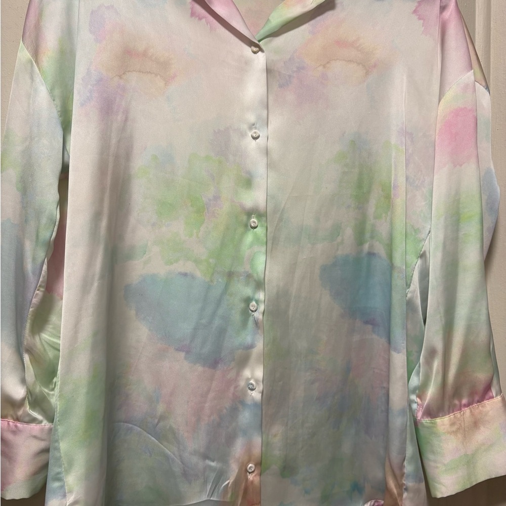 Zara blouse Pastel Tie-Dye Button-Up Shirt